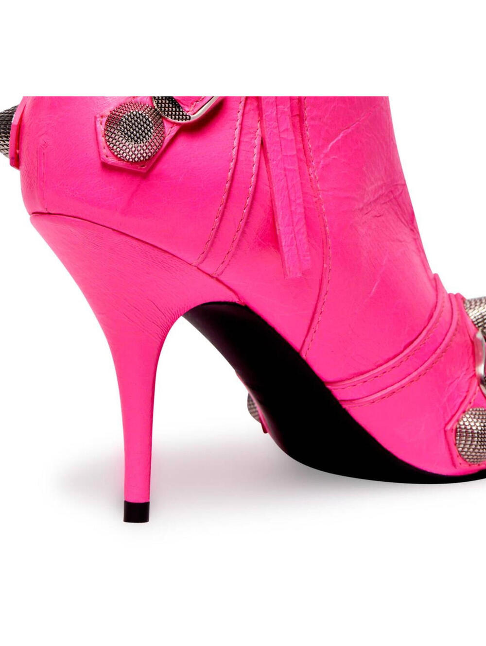 NIB $2,600 Balenciaga Cagole Leather Designer Boot Neon Pink Arena 39.5 694395 - Picture 12 of 15